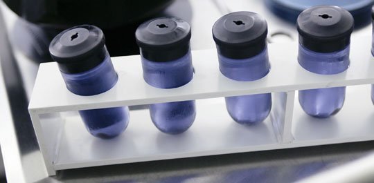 Extracted hemolymph test tubes