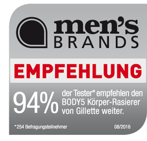 Gillette BODY5 men's brands-Empfehlungssiegel Gillette BODY5 men's brands-Empfehlungssiegel