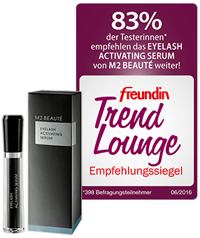 freundin Trend Lounge Siegel für EYELASH ACTIVATING SERUM von M2 BAUTÉ freundin Trend Lounge Siegel für EYELASH ACTIVATING SERUM von M2 BAUTÉ