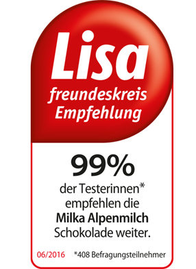 99 % Weiterempfehlung für Milka 99 % Weiterempfehlung für Milka