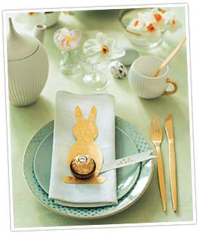 Tischdekoration für Ostern basteln mit Ferrero Rocher Tischdekoration für Ostern basteln mit Ferrero Rocher
