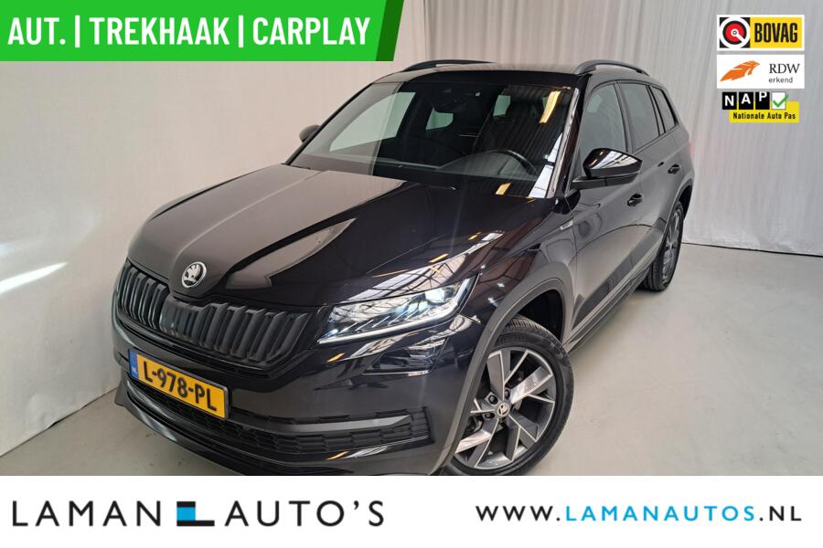 Skoda Kodiaq 1.5 TSI 150pk DSG Sportline Business Aut. | Virtual Leder/Alcantara CarPlay Canton 19" Triglav LMV ECC Navi LED ACC Camera Trekhaak Side Assist Metallic | Voorschoten