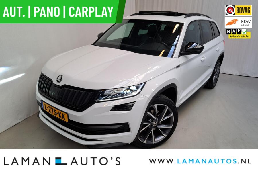 Skoda Kodiaq 1.5 TSI 150pk DSG Sportline Business Aut. | Panorama Open dak Virtual Leder/Alcantara CarPlay Columbus Canton 20" Vega LMV ECC Navi LED ACC Camera Side Assist Metallic | Voorschoten