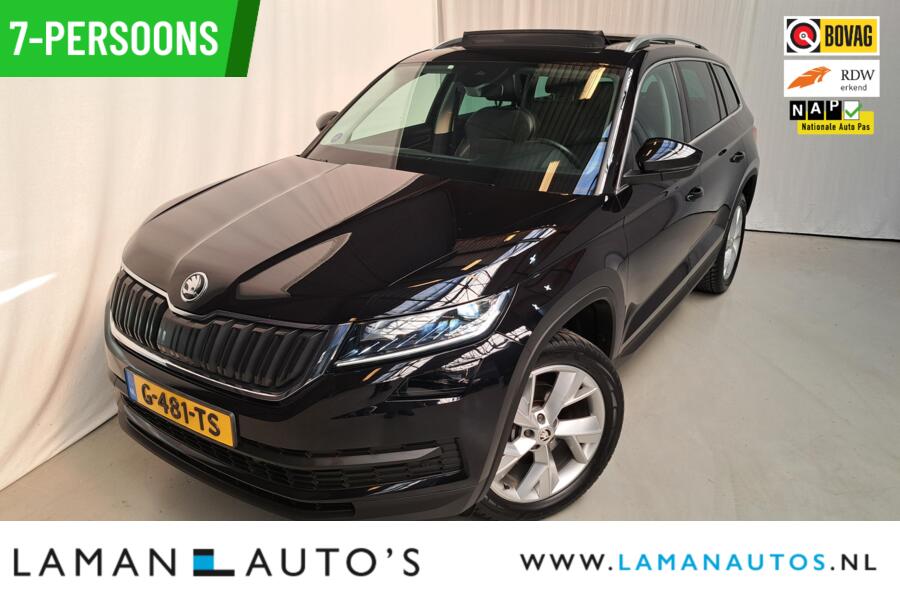 Skoda Kodiaq 1.5 TSI 150pk DSG Limited Business Edition 7P Aut. | Panorama Open dak Leder/Alcantara CarPlay Trekhaak Canton ECC Navi LED ACC 19" Triglav LMV Camera Side Assist Metallic | Voorschoten