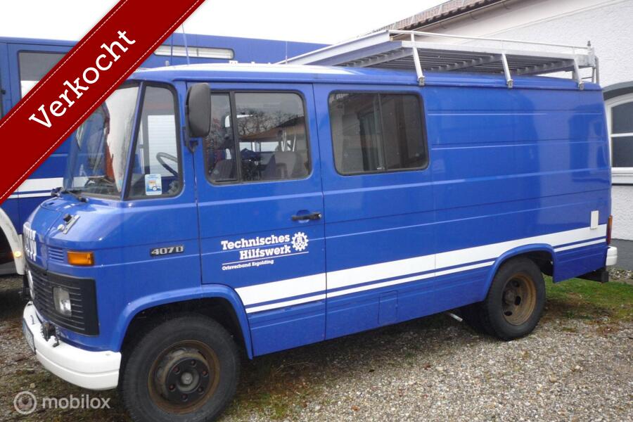 verkocht Mercedes 407 diesel 24.594 KM bouwjaar 1986