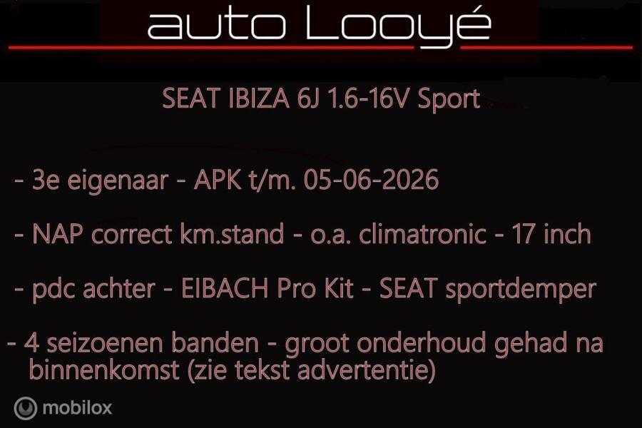 Seat Ibiza 1.6 Sport-Up - xenon - clima - 17 inch - EIBACH / REMUS - NL auto