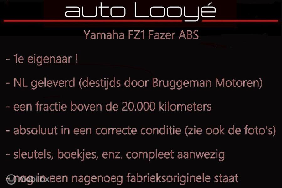 Yamaha FZ1 Fazer ABS - 1e eig - org NL -  ècht Z.G.A.N. !