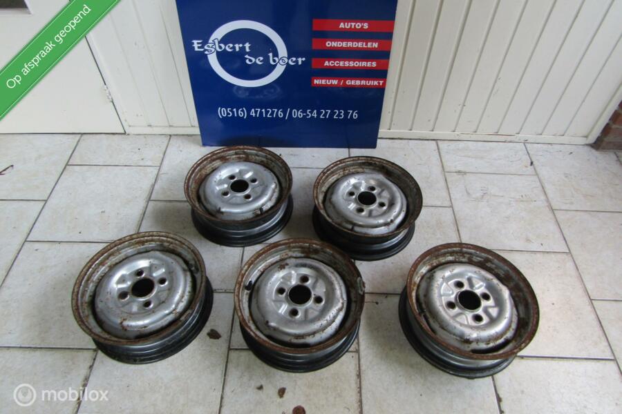 5 Stalen velgen 12 inch steek 4 x 100 opel + caravan + kar