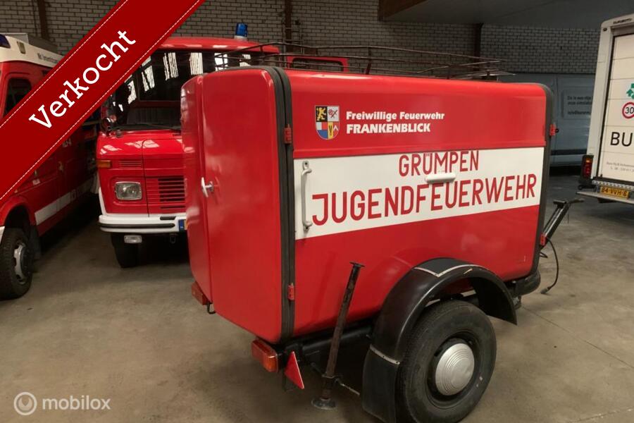 Klassieker oldtimer unieke DDR Brandweer aanhangwagen 1970