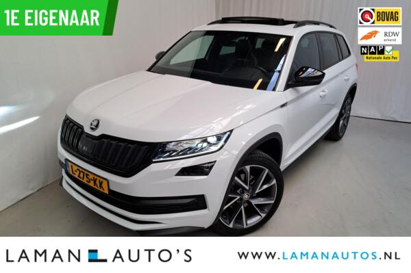 Skoda Kodiaq 1.5 TSI 150pk DSG Sportline Business Aut. | Panorama Open dak Virtual Leder/Alcantara CarPlay Columbus Canton 20" Vega LMV ECC Navi LED ACC Camera Side Assist Metallic | Voorschoten