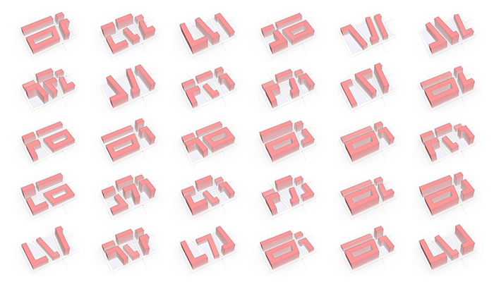 Rote Häuserkombinationen