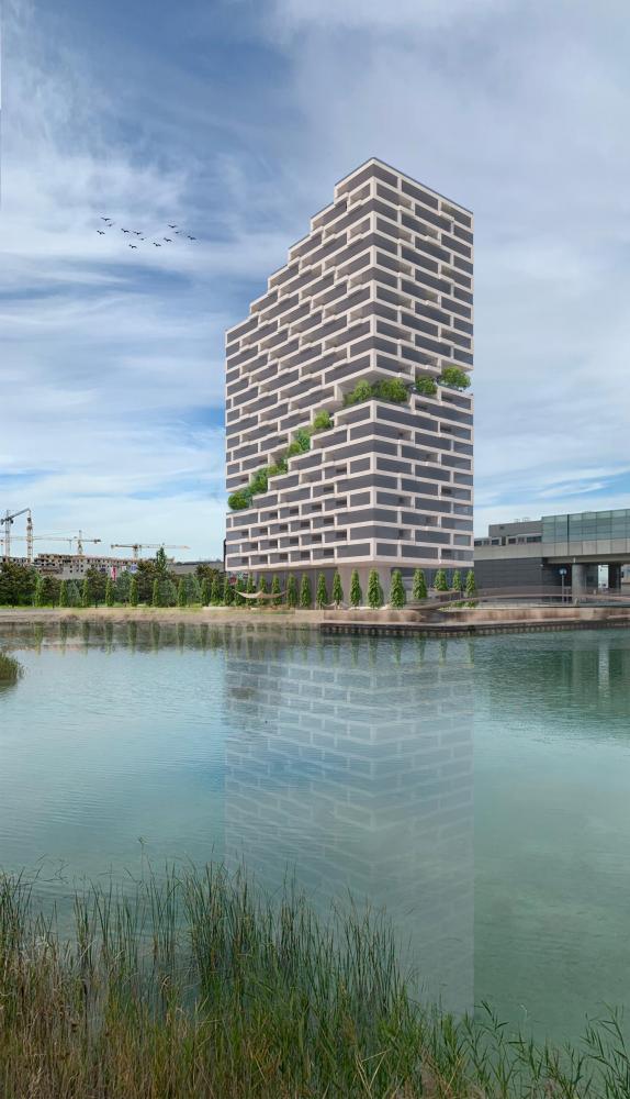 Rendering Hochhaus aus Beton