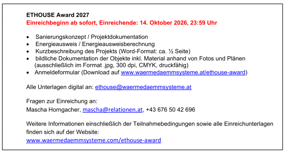 Infos EthouseAward 2027