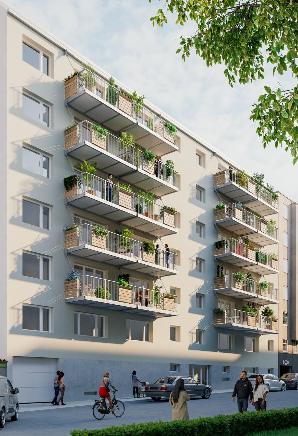 Kamarschgasse, smarte begrünte Balkone