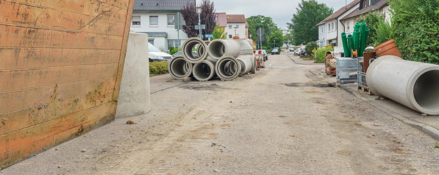 Baustelle Austausch von Kanalrohren