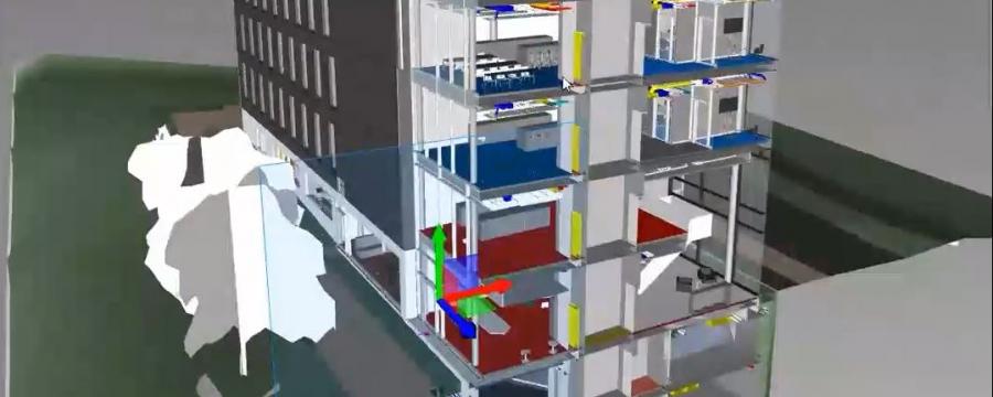 Rendering eines Bürogebäudes