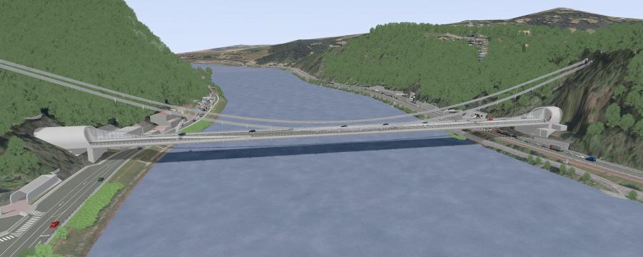 Rendering einer Hängebrücke