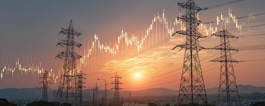 EIWG Strommasten in der Morgendämmerung/Abenddämmerung