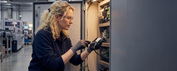 Frau am Schaltschrank