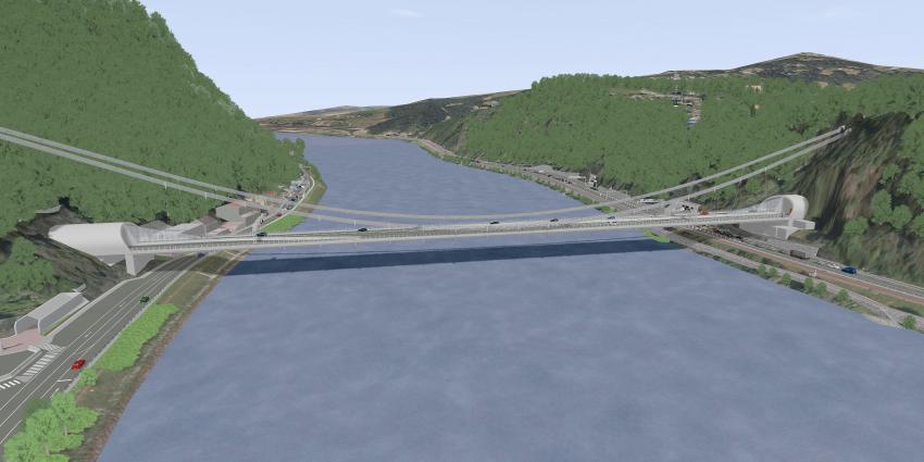 Rendering einer Hängebrücke