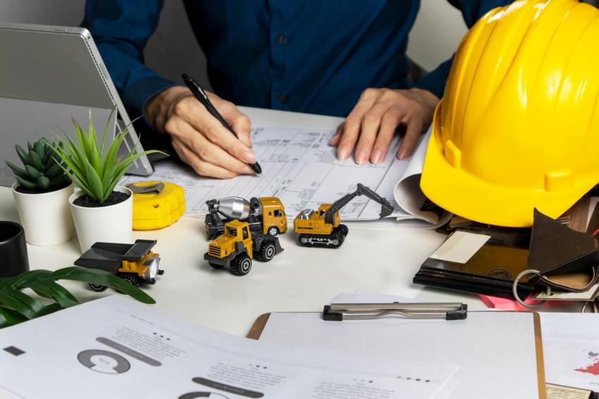 Bagger, Plan, Bauhelm