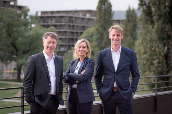 (v. l. n. r.): Das Vorstandsteam des Vereins Stadtteil Graz Reininghaus: Mag. Alexander Daum, DI Birgit Leinich und Dr. Florian Stadtschreiber.