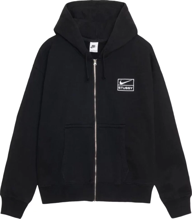 トップス Stussy x Nike Zip Hoodie S BLACK Nike x Stussy Zip Fleece Hoodie Black - FJ9175 010 - Hype Merch