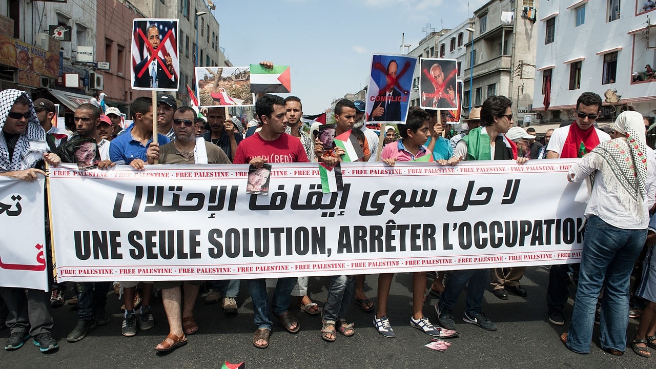 مظاهرة لدعم القضية الفلسطينية في كازابلانكا