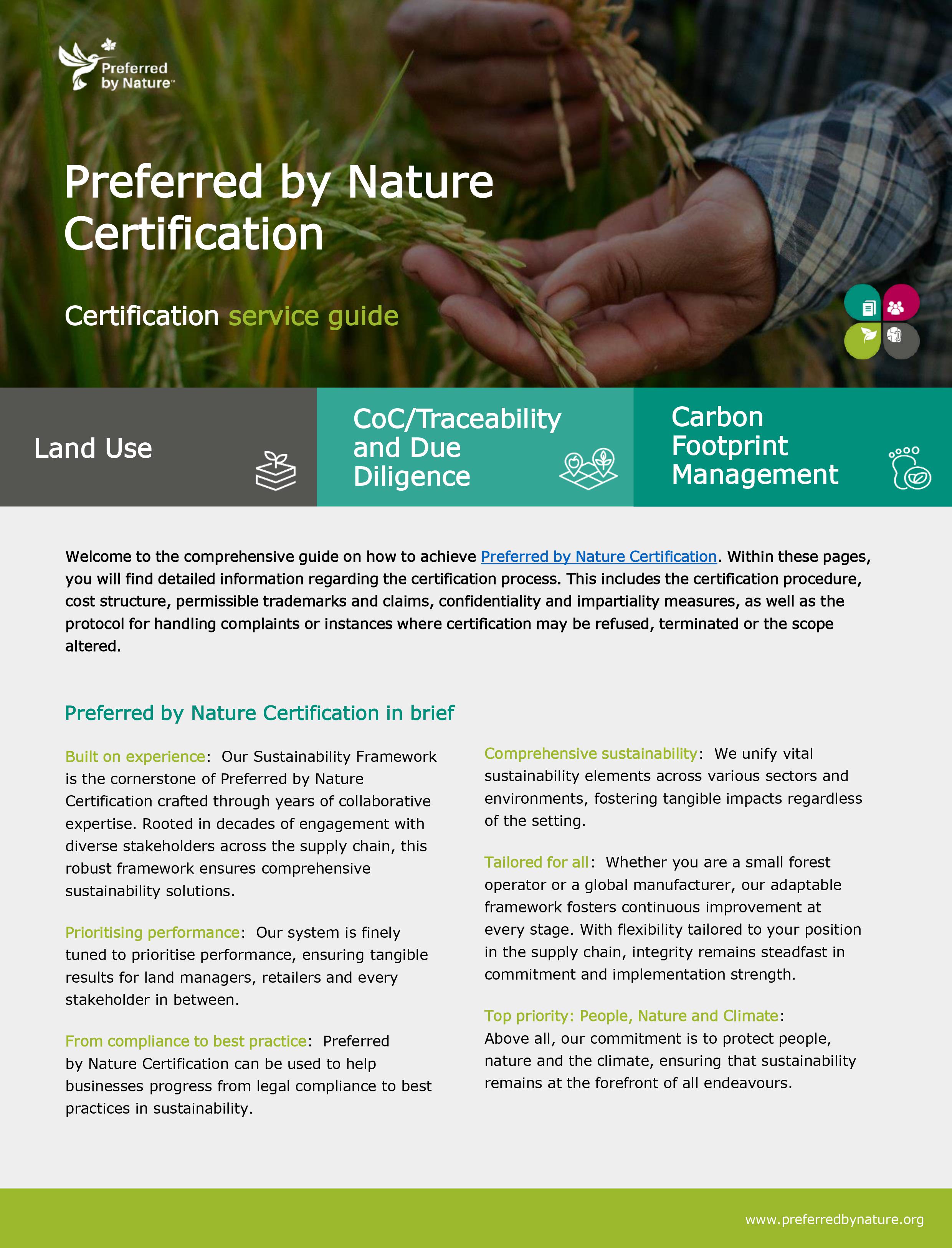 Preferred by Nature Certification Service Guide
