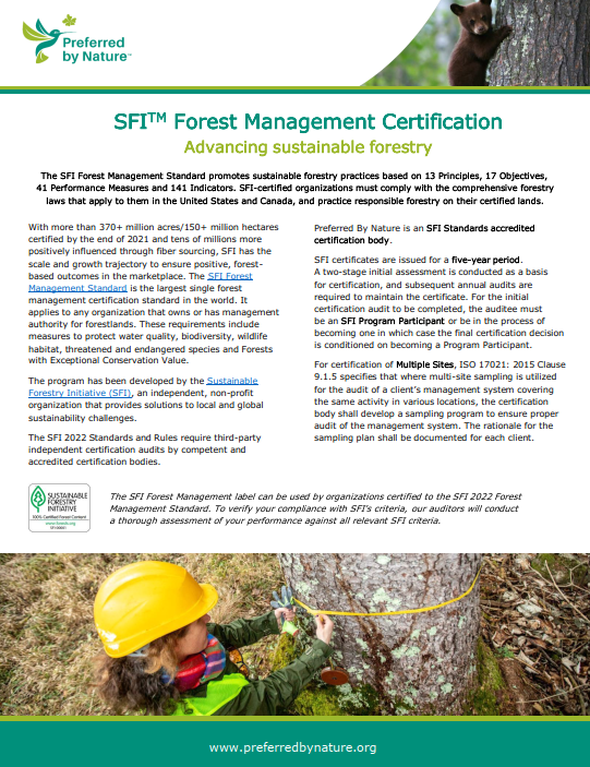 SFI Forest Management info sheet cover