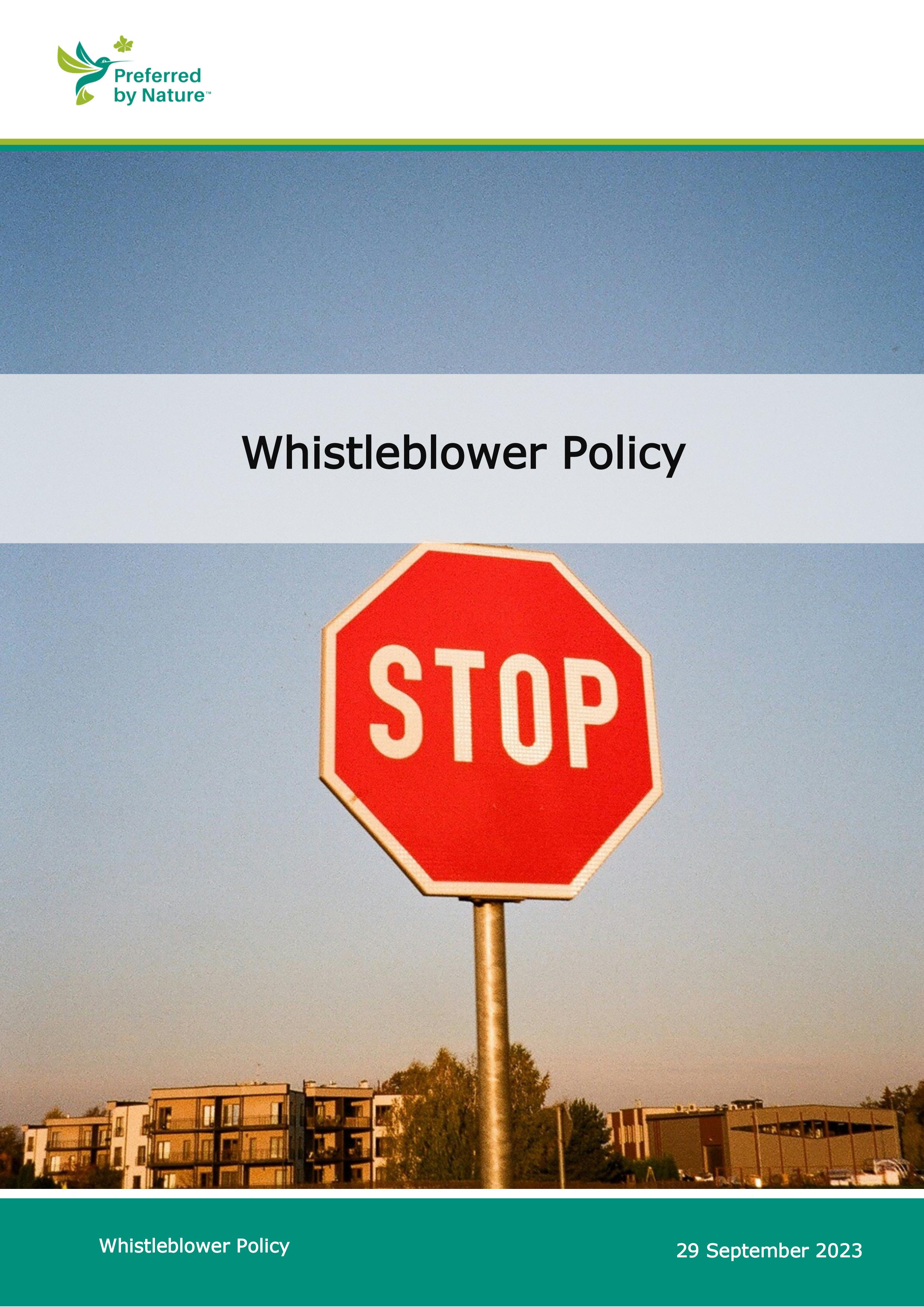Whistleblower Policy 29Sep23