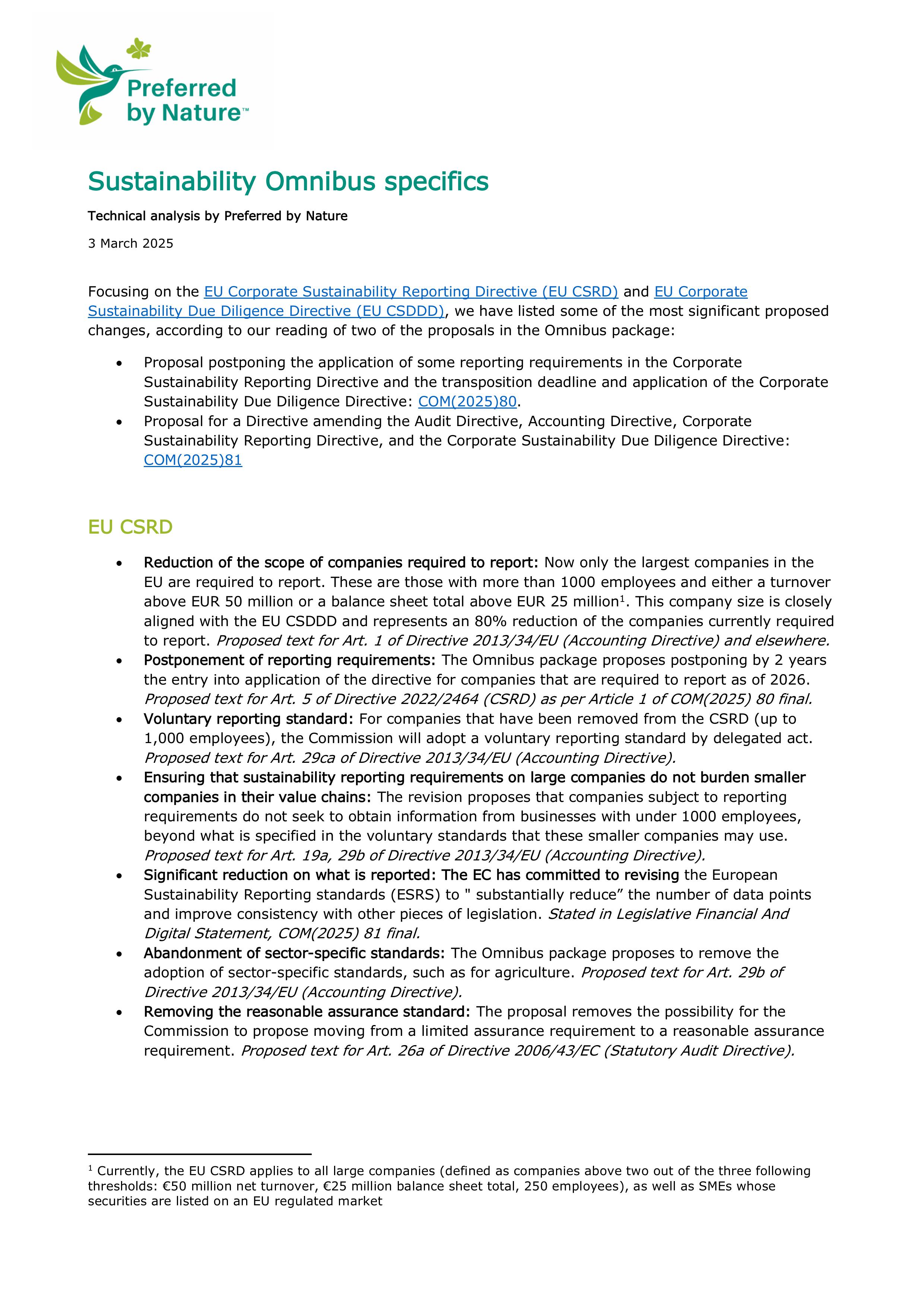 Omnibus Package: PBN Guidance on key proposed changes to EU CSDDD and CSRD  