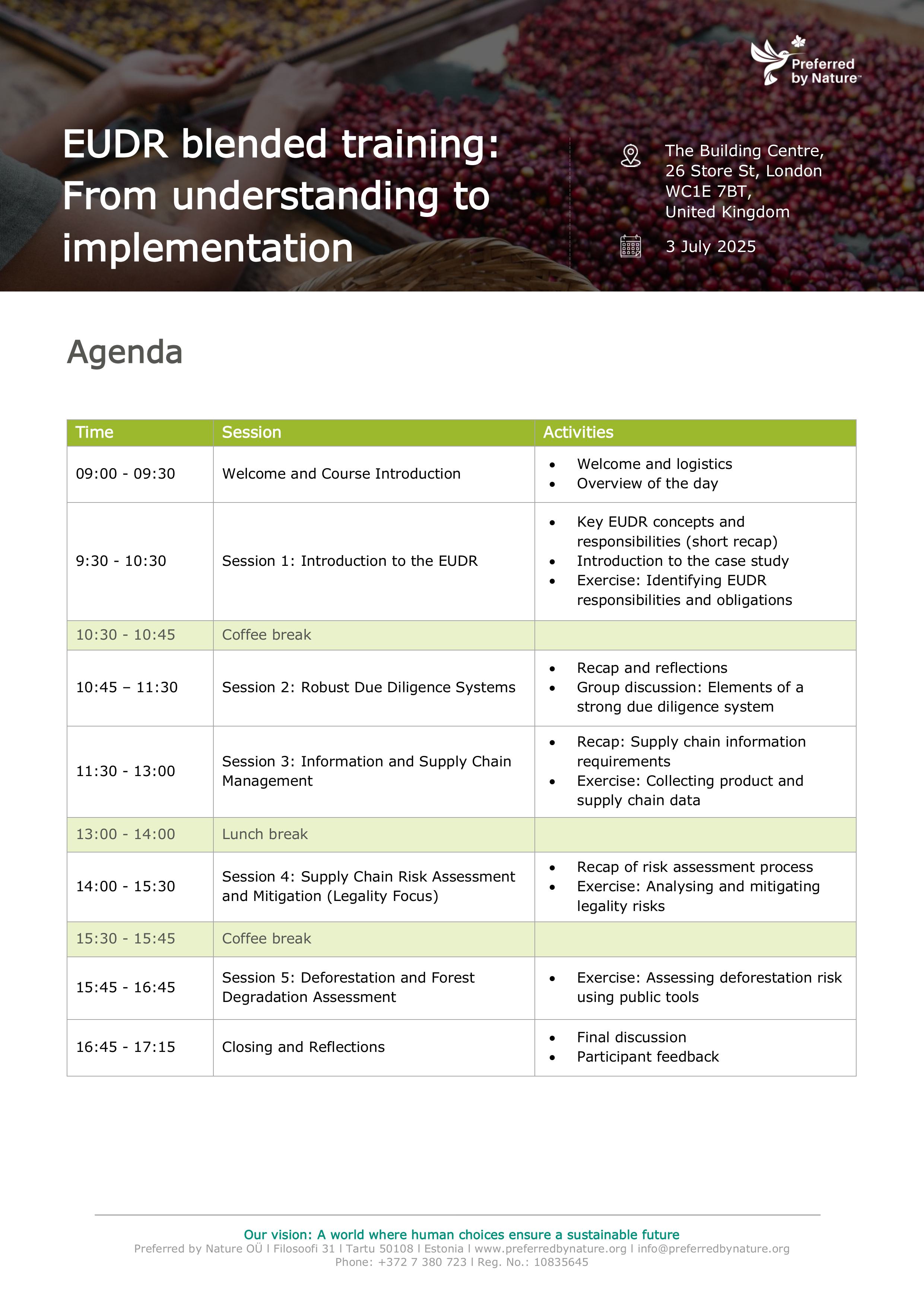 EUDR training agenda