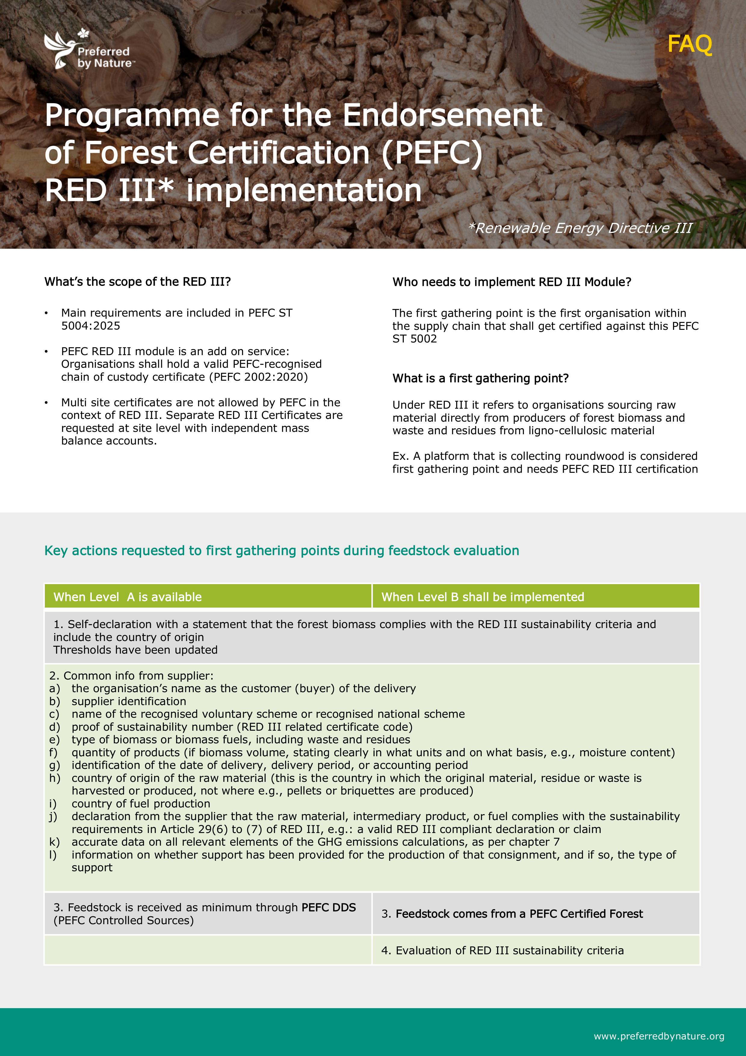 PEFC RED III Implementation outline