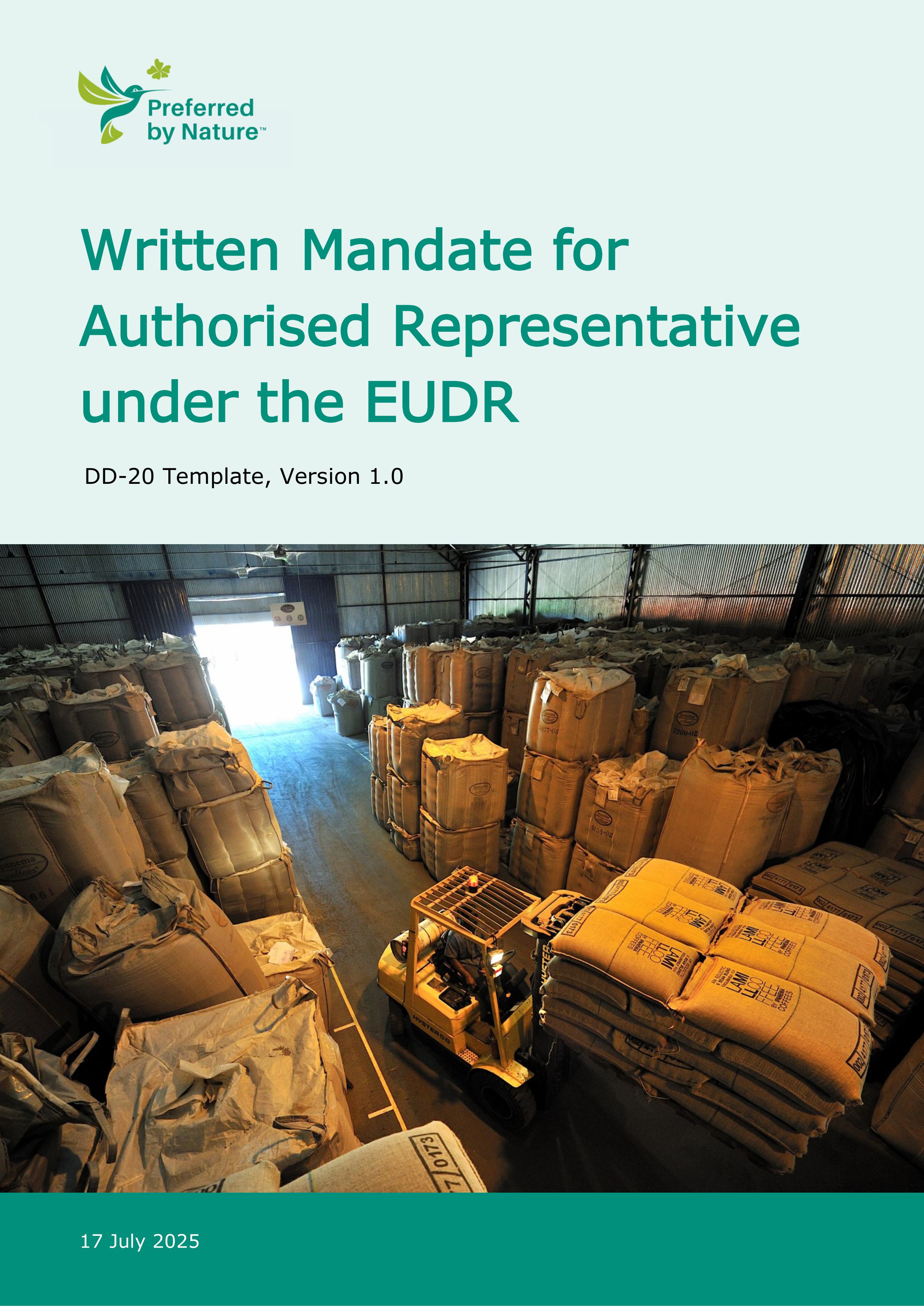 DD-20 Written Mandate for Authorised Representative under the EUDR - Template v1.0