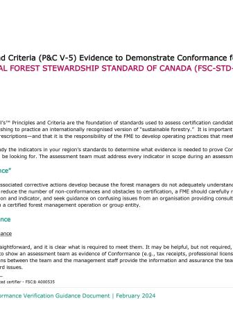 Preferred by Nature Conformance Verification Guidance Document