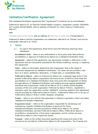 ValidationVerificationAgreement