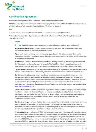  Preferred by Nature certification agreement template - Sustainable Travel