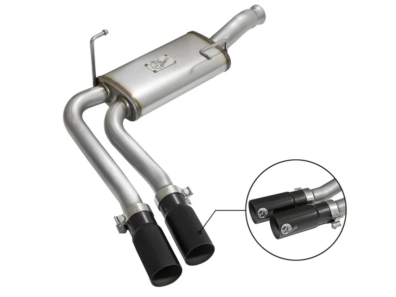 aFe Rebel Series CB Mittel-Seitenausgang SS Auspuff mit schwarzen Tips 09-16 GM Silverado/Sierra V6/V8