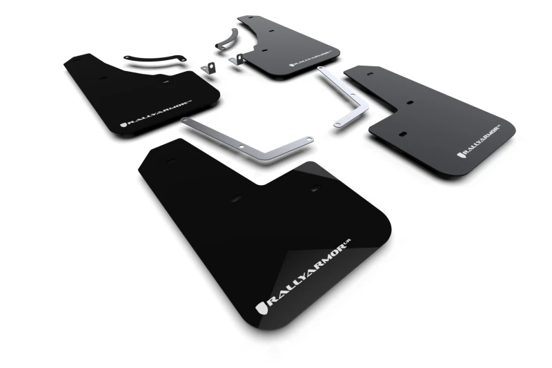 Rally Armor 23-25 Mazda CX-50 (passt nicht für CX-5) schwarzes UR-Schmutzfänger-Set mit weißem Logo
