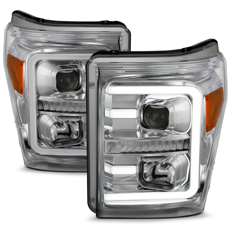 ANZO 11-16 Ford F-250/F-350/F-450 Projektor-Scheinwerfer mit Plank-Style-Switchback-Chrom mit Bernstein