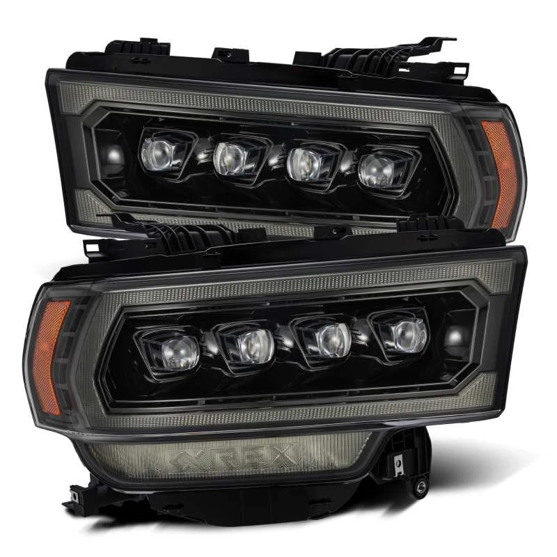 AlphaRex 19-21 Ram 2500 NOVA LED Proj Scheinwerfer Plank Style Alpha Schwarz mit aktivem Licht/Seq Signal/DRL