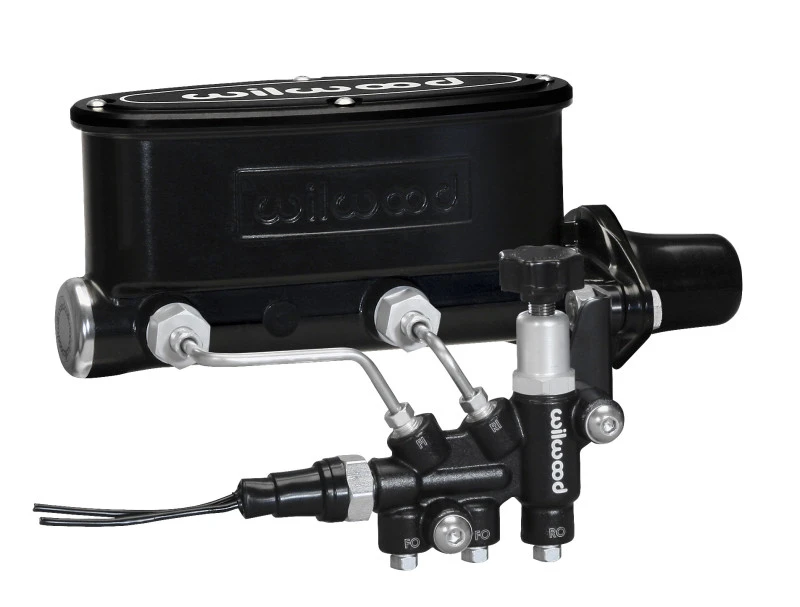 Wilwood HV Tandem M/C Kit mit L/H Bracket und Prop Ventil - 1 Zoll Bohrung Schwarz