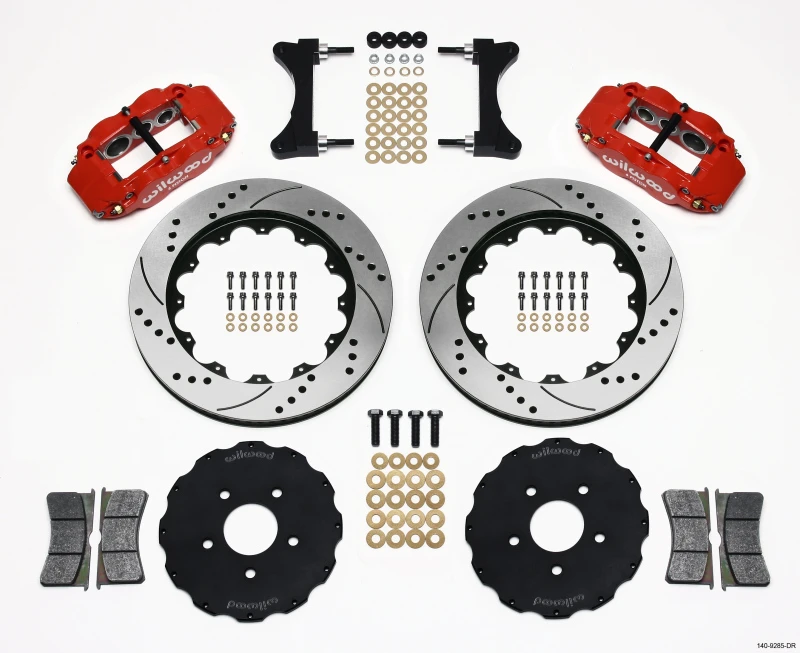 Wilwood Narrow Superlite 6R Front Hat Kit 14.00in Drilled Red for Mitsubishi EVO VIII