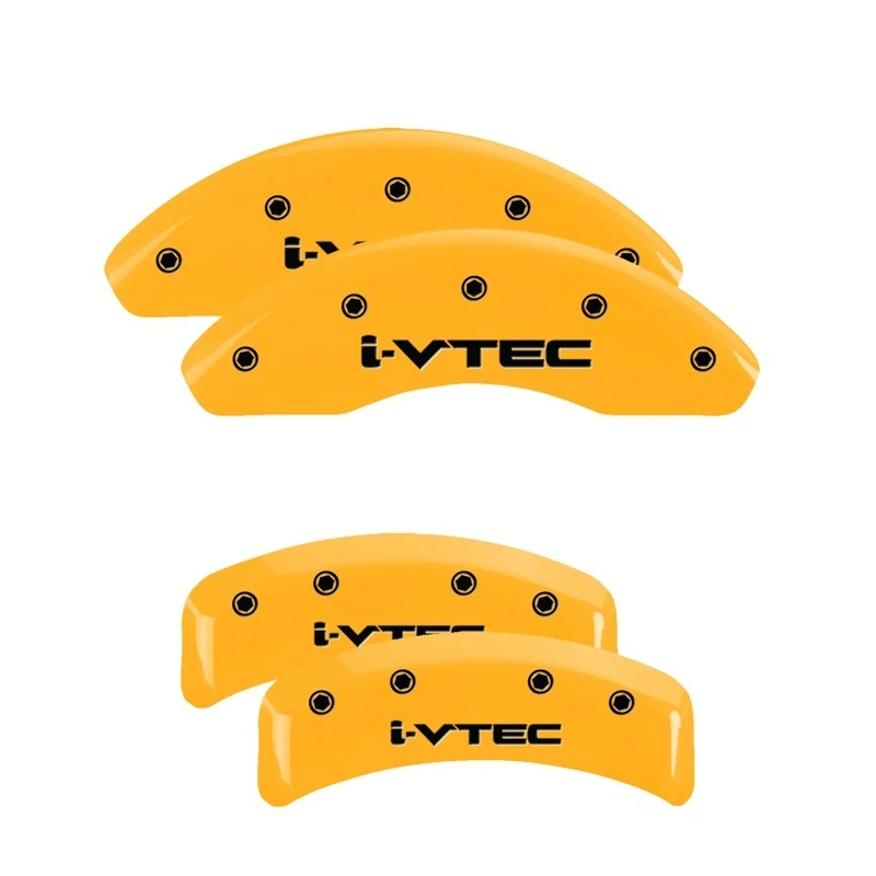 MGP 4 Bremssattel-Abdeckungen Graviert Vorne & Hinten i-Vtec Gelb Finish Schwarz