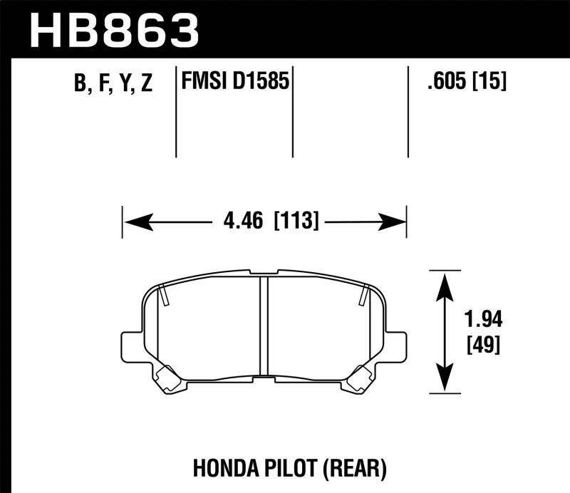 Hawk 12-15 Honda Pilot Hochleistungs-Keramik-Straßen-Bremsbeläge hinten