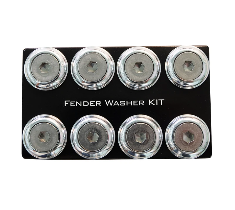 NRG Fender Washer Kit mit farblich passenden M8 Bolzen für Kunststoff (Silber) – Set mit 8 Stück