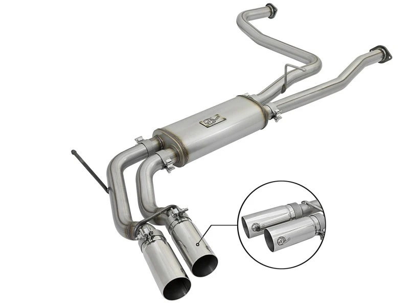 aFe POWER Rebel Series 2-1/2 Zoll 409 SS Kat-Auspuffanlage mit polierten Endstücken 16-17 Nissan Titan V8 5,6L