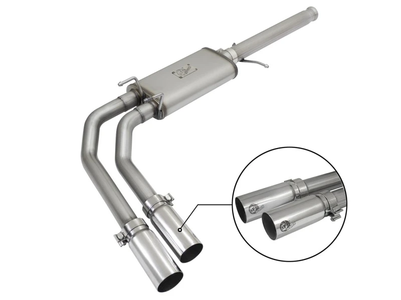 aFe Rebel Series CB 3in Mittlerer Seiten Ausgang SS Exht mit polierten Spitzen 09-16 Chevy Silverado/GMC Sierra 1500