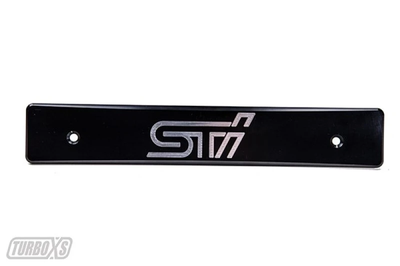Turbo XS Billet Aluminum License Plate Delete Black Machined STi Logo for 15-17 Subaru WRX/STi